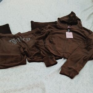 NWT Juicy Couture Brown Track Set Gorgeous Sable Brown Medium